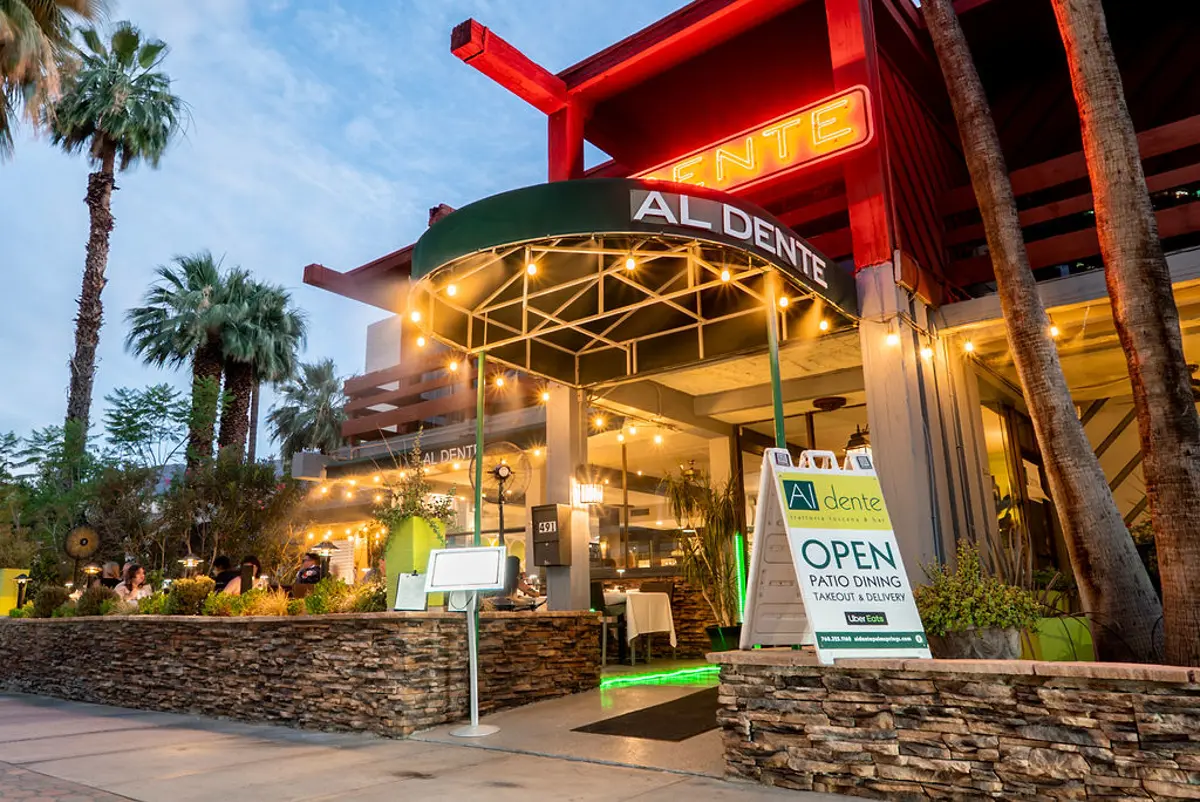 Exterior of Al Dente in Downtown Palm Springs. 